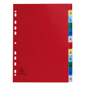 Intercalaires 1-12 A4 PP onglets imprim.