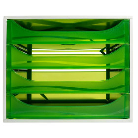 ECOBOX 4 tiroirs gris/vert pomme transpa