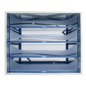 ECOBOX 4 tiroirs gris/bleu glacé transpa