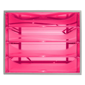 ECOBOX 4 tiroirs gris/framboise transpar