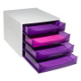 ECOBOX 4 tiroirs gris/violet transparent
