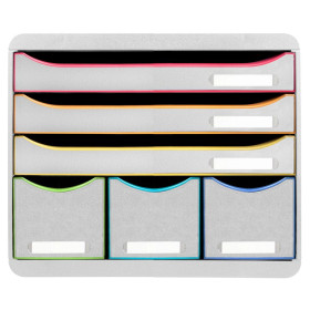 STORE-BOX MAXI 6 tiroir blanc/arlequin/b