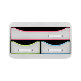 SMALL-BOX MINI 3 tiroirs blanc/arlequin/