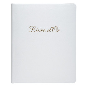 Livre d'or cuir Alpille 26X22 blanc +/t
