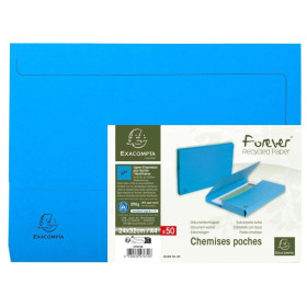 Pt 50 chemises poche FOREVER A4 bleu