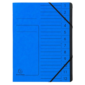 Trieur agrafé int. noir 12 comp. bleu