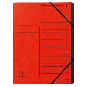 Trieur agrafé int. noir 12 comp. rouge