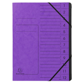 Trieur agrafé int. noir 12 comp. Violet