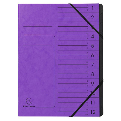 Trieur agrafé int. noir 12 comp. Violet