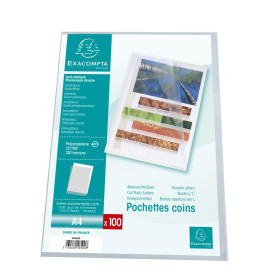 Sach.100 poch.coin A4 pp St.grainé incol