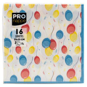 16 Serviettes OUATE 33x33cm Ballons