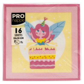 16 Serviettes OUATE 33x33cm Fées