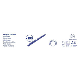 Boite 100 peignes plastique 8mm A4 noir