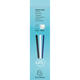 Boite 25 peignes plastique 16mm A4 noir
