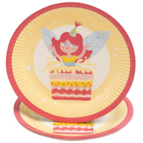 10 Assiettes, carton rond Ø23cm Fées
