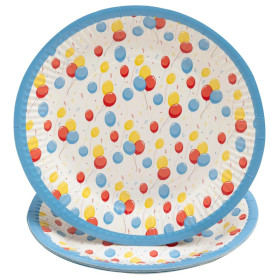 10 Assiettes, carton rond Ø 23cm Ballons
