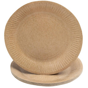 20 Assiettes, carton rond Ø 23 cm Kraft