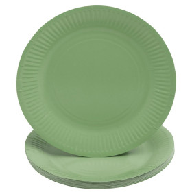 20 Assiettes, carton rond Ø 23 cm Vert O