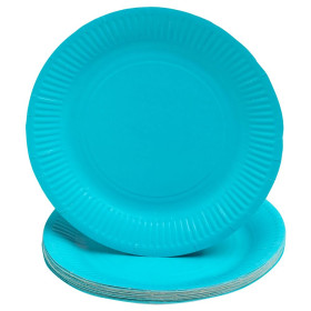 20 Assiettes carton rond Ø23cm Turquoise
