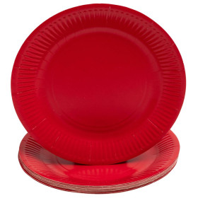 20 Assiettes, carton rond Ø 23 cm Rouge