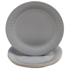 20 Assiettes, carton rond Ø 23 cm Gris