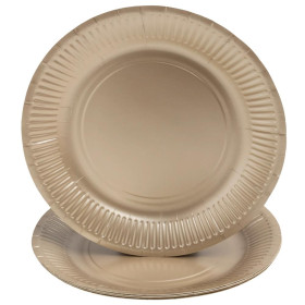 10 Assiettes, carton rond Ø23cm Or