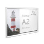 Cadre mural aluminium A2 alu/cristal