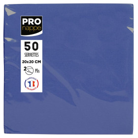 50 Serv.OUATE micro-gaufré 20X20 Marine