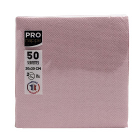 50 Serviettes OUATE 20X20cm Vieux rose