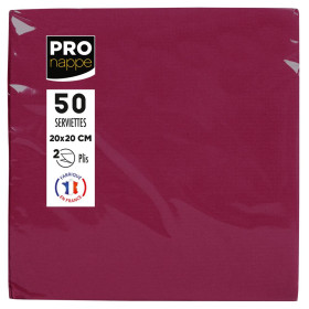 50Serv.OUATE microgaufré20X20Bordeaux