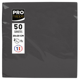 50 Serviettes OUATE micro-gauf.20X20Noir