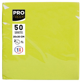 50Serv.OUATE micro-gaufré 20X20Vert kiwi