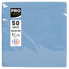 50 Serv.OUATE micro-gauf20X20 Bleu ciel