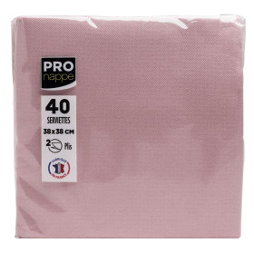 40 Serviettes OUATE 38X38cm Vieux rose