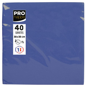 40 Serv.OUATE micro-gaufré38X38 Marine