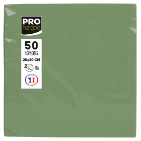 50Serv.OUATE micro-gaufré 20X20 V.olive
