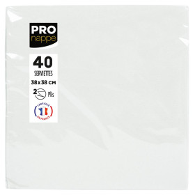 40Serviettes OUATE micro-gauf.38X38Blanc