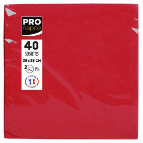 40Serviettes OUATE micro-gauf.38X38Rouge
