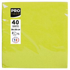 40Serv.OUATE micro-gaufré 38X38Vert kiwi