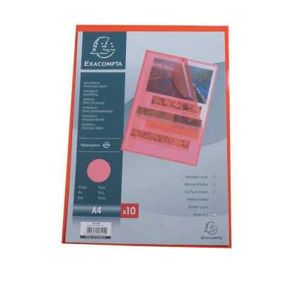 SACHET 10 POCH.COINS PP Grainé ROUGE