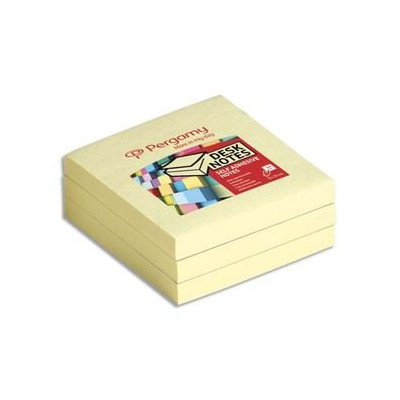 12 blocs de 100 feuilles repositionnables 76x76 jaune Bloc-notes q-connect quick