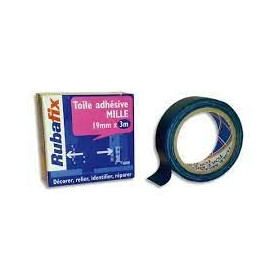 Toile adhésive plastifiée « multi-usage » Rubafix. Toile 1000. 19 mm x 3 m. - Bl