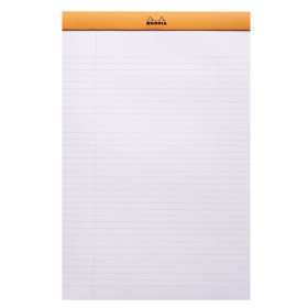 Bloc agrafé Rhodia ORANGE N°19 21x31,8 cm 80 feuillets ligné avec marge 80 g