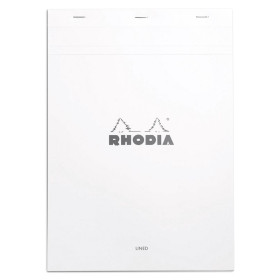 Bloc agrafé Rhodia WHITE N°18 21x29,7 cm 80 feuillets ligné avec marge 80 g