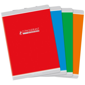 CAHIER CONQUERANT CLASSIQUE AGRAFE 210X297 96P 90G SEYES ASSORTI 4 COULEURS