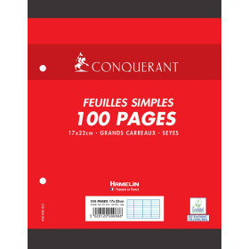 FEUILLES SIMPLES CONQUERANT 7 PERFOREES 170x220 FILM 100P 90G SEYES