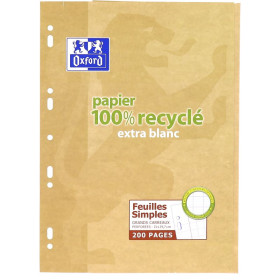FEUILLES SIMPLES OXFORD PERFOREES 210x297 ETUI 200P OPTIK P. SEYES RECYCLE