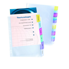 POCHETTES A ONGLETS PERSONNALISABLES A4+ 12 POSITIONS PP 8/100 INCOLORE