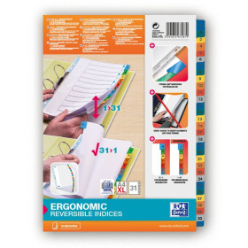 INTERCALAIRES NUMERIQUES A4+ 31 POSITIONS COLORE 170G ASSORTI