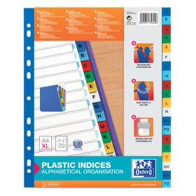 INTERCALAIRES ALPHABETIQUES A4+ 20 POSITIONS PP 12/100 ASSORTI